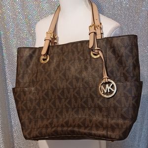 Micheal Kors Brown Logo Jet Set Tote Bag - Great Used Condition